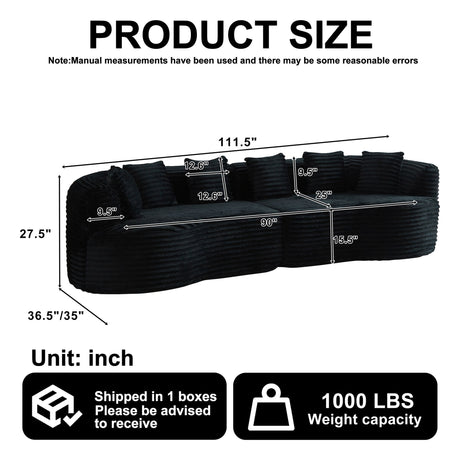 Sectional Sofa, Oversized 4 Seater With Deep Seat Design