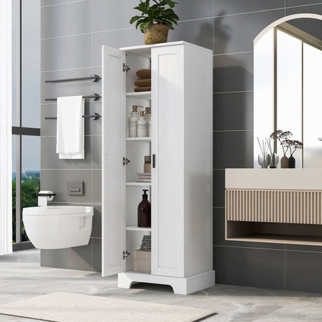 Storage Cabinet With Adjustable Shelves, 2 Doors, Rectangle Design For Bathroom