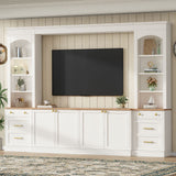Arched Entertainment Center Wall Unit With Bookshelf, Retro Large TV Stand