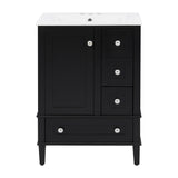 Bathroom Vanity With Integrated Basin, Soft Close Drawers, Door Mounted Double Layer Shelf