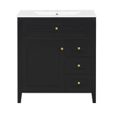 Bathroom Vanity With Sink, 3 Drawers And Adjustable Shelf