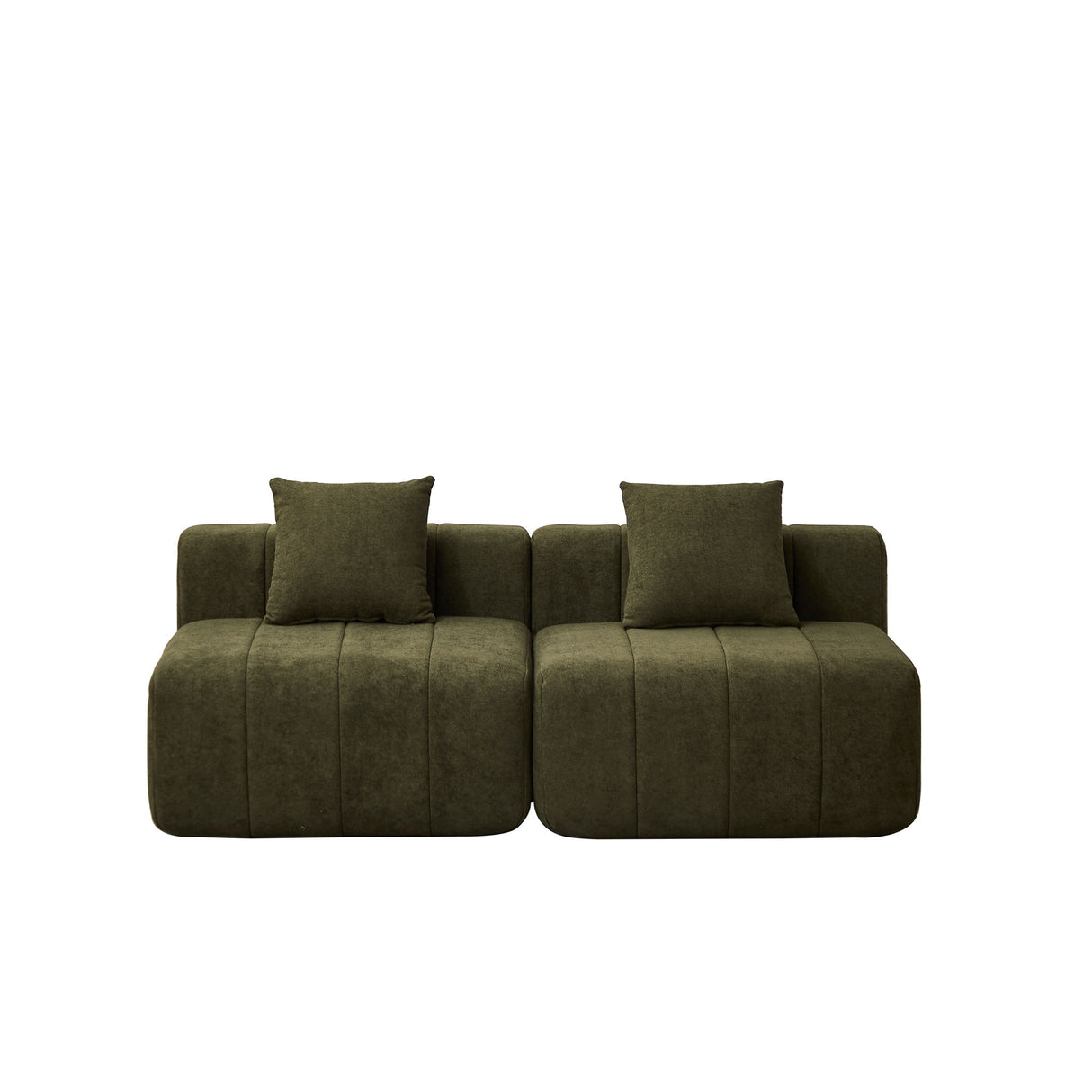 Modular Sectional Sofa With 2 Pillows, Symmetrical Design