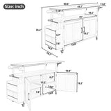 Foldable Outdoor Kitchen Island With Lockable Wheels, Storage Cabinet And Towel Rack For Patio