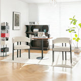 Modern Dining Upholstered Barrel Chair With Curved Back And Armrests
