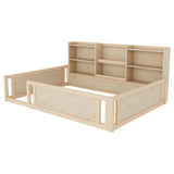 Platform Floor Bed With Guardrail Fence And Side Storage Shelves