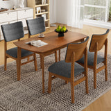 Dining Table Set For 4, Solid Wood Dining Table And Solid Wood Chairs, 5 Pieces Farmhouse Dining Table And 4 Upholstered Chairs - Brown / Gray