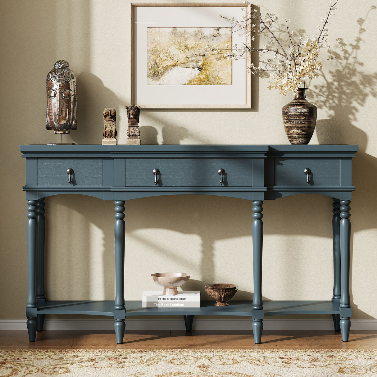 Retro Console Table With 3 Soft Close Drawers