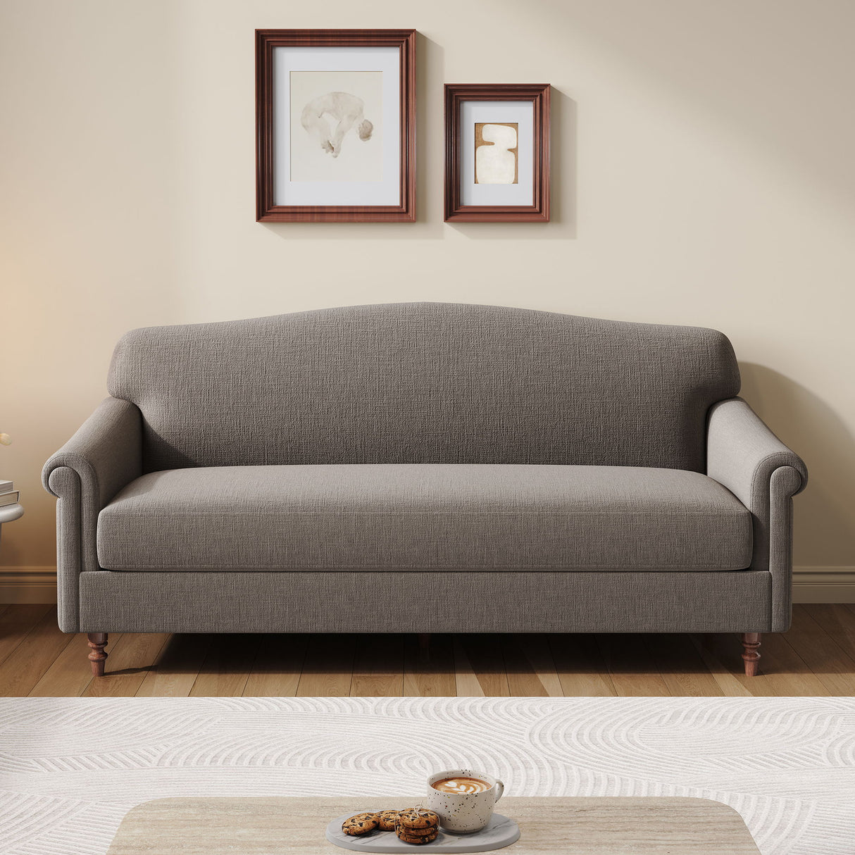 Loveseat Sofa, 2 Seater Couch With Rolled Arms