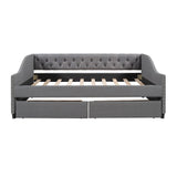 Upholstered Daybed With Two Drawers, Wood Slat Support