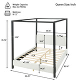 Queen Canopy Bed With Upholstery - White / Black