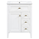 Bathroom Vanity With Sink, 3 Drawers & Cabinet With 2 Tier Door Storage Rack, Soft Close Doors & Drawers