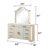 Jasmine - 8 Drawer Dresser With Side LED Lightning - Beige