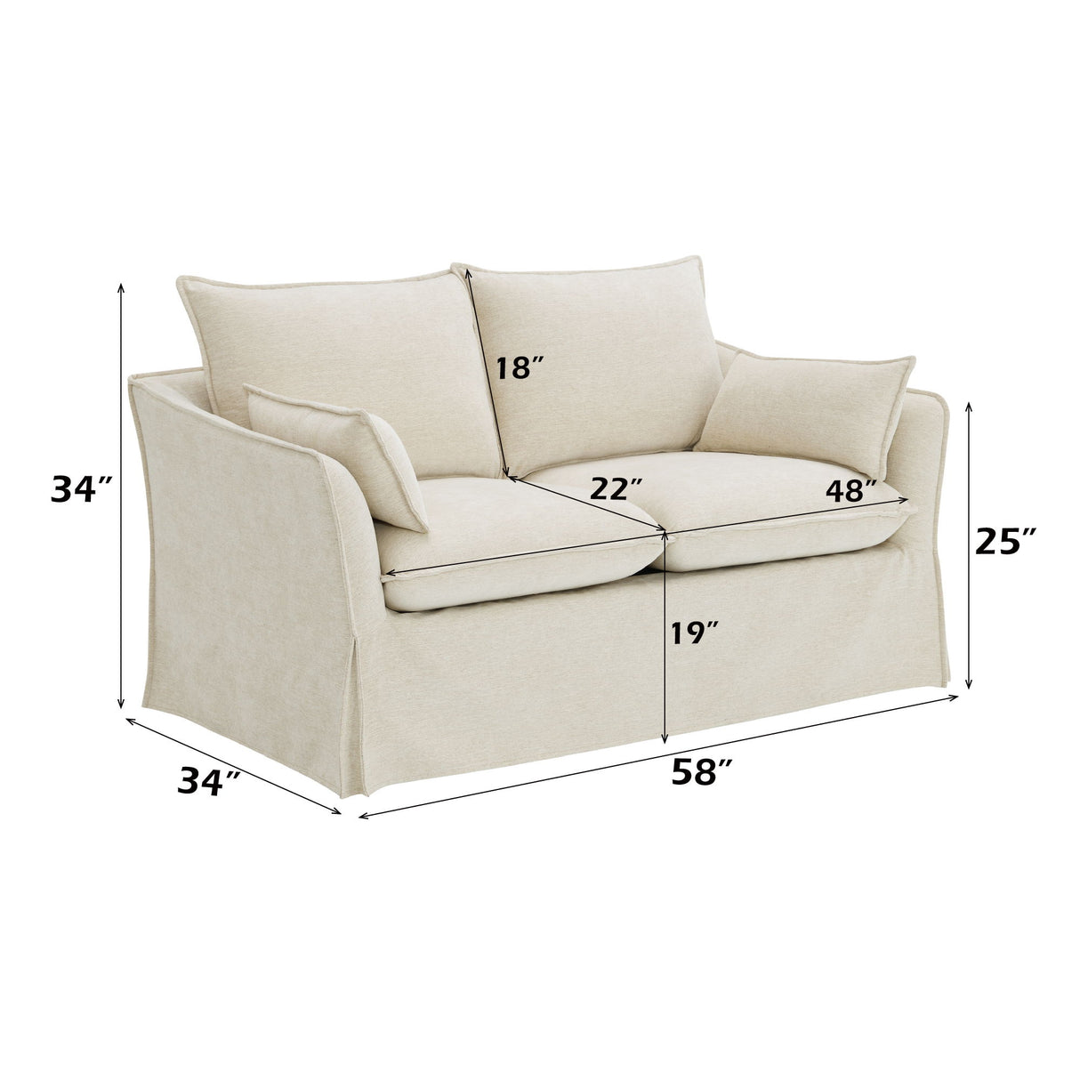 Shane - Loveseat With 2 Pillows - Beige