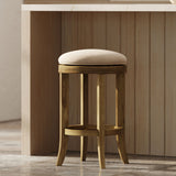 Backless Swivel Stool With Upholstered Seat