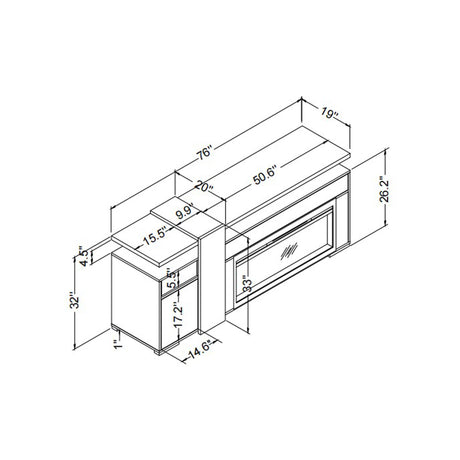 Zorra - Entertainment Unit With Bluetooth Speaker - Gray