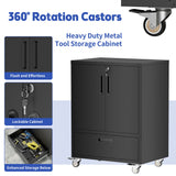 Mobile Tool Cart With Lockable Casters, Heavy-Duty Storage Organizer - Black
