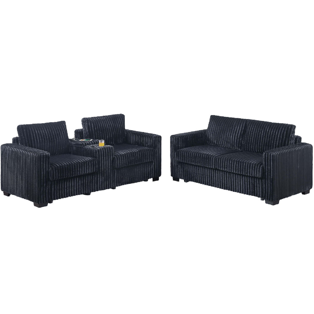 Modern Style 2 Piece Sofa Set With Cup Holders & Charging Port