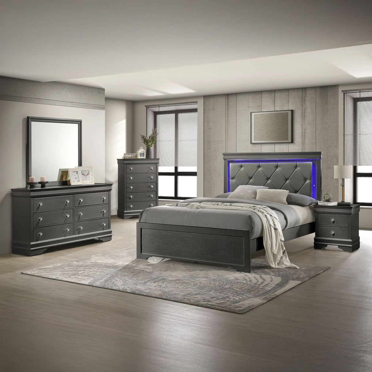 Blaze - Modern Bedroom Set With LED Headboard