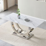 Rectangular Dining Table - Silver / White