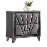 Nightstand, 2 Drawer Upholstered Frame - Gray