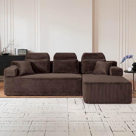 Sectional Sleeper Sofa & Storage Pockets, Modular Couch With Throw Pillows For Living Room