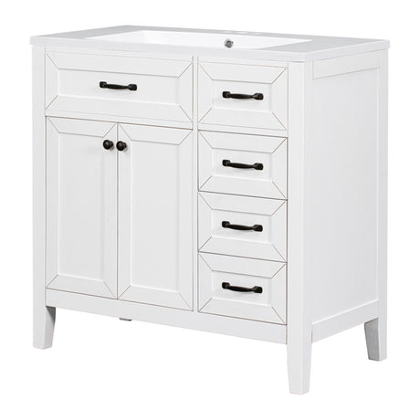 Modern Bathroom Vanity With Sink, Freestanding With Drawers And Doors