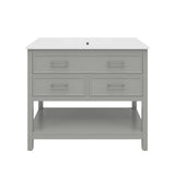 Bathroom Vanity With Ceramic Sink, Tip Out Tray & 2 Full Extension Drawers