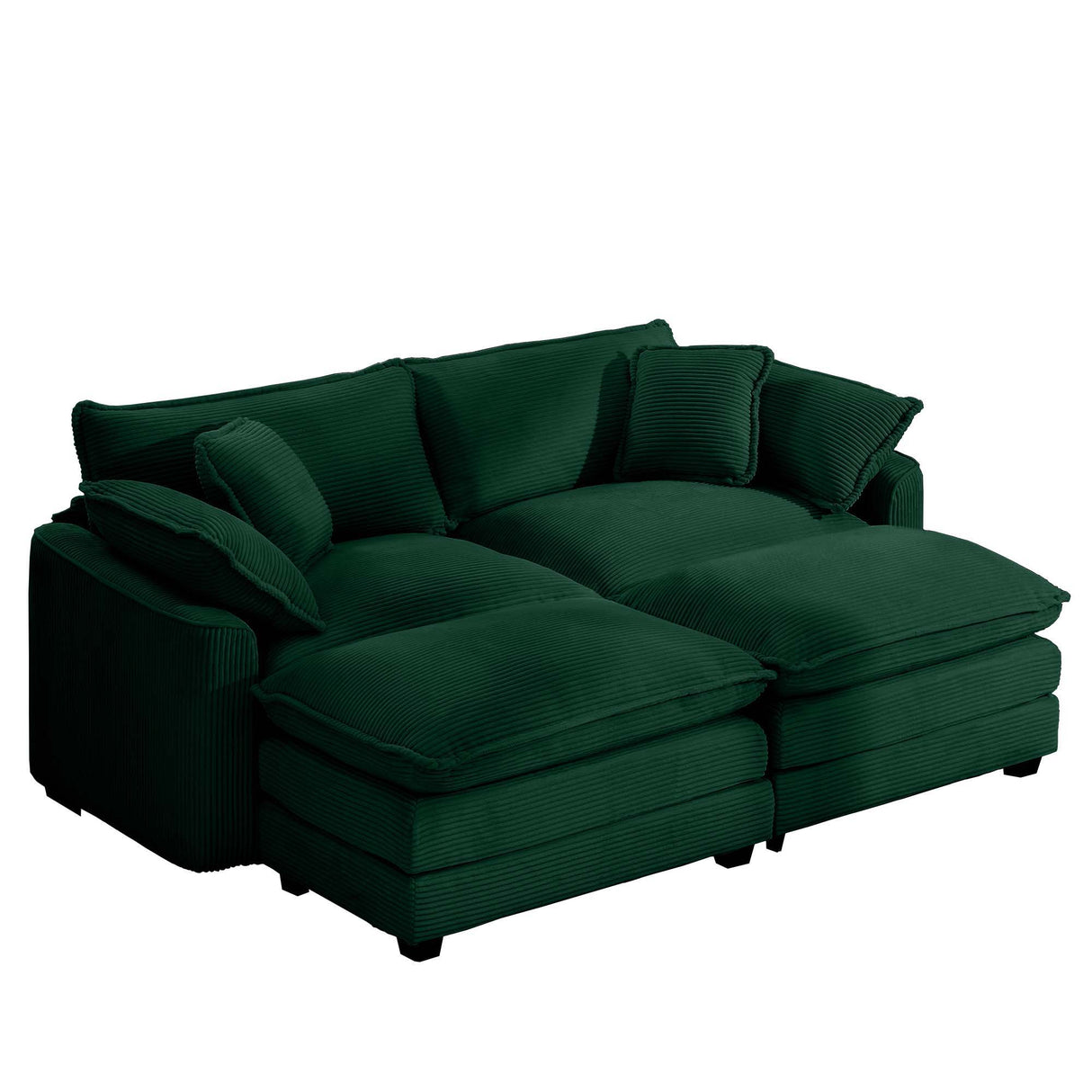 Modern Modular Cushion Sofa With Ottoman, Low Back, Deep Seating Sofa Set