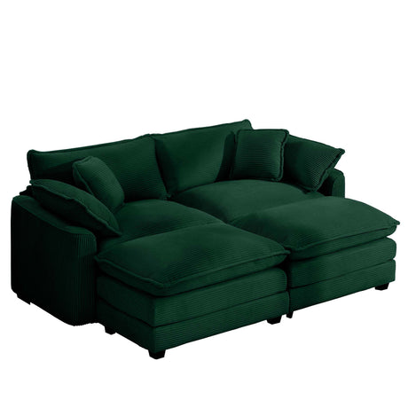 Modern Modular Cushion Sofa With Ottoman, Low Back, Deep Seating Sofa Set