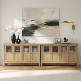 Buffet Cabinet With 4 Doors, Adjustable Shelves Handles - Natural