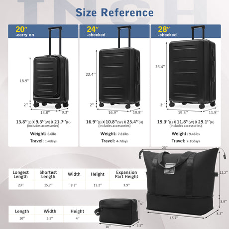 Hardside Luggage Set 5 Piece With Front Opening
