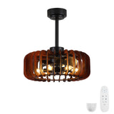 Ceiling Fan, Fandelier With 6 E12 Sockets, Reversible DC Motor, 6 Speeds, Remote Control, Adjustable Hanging - Black / Brown