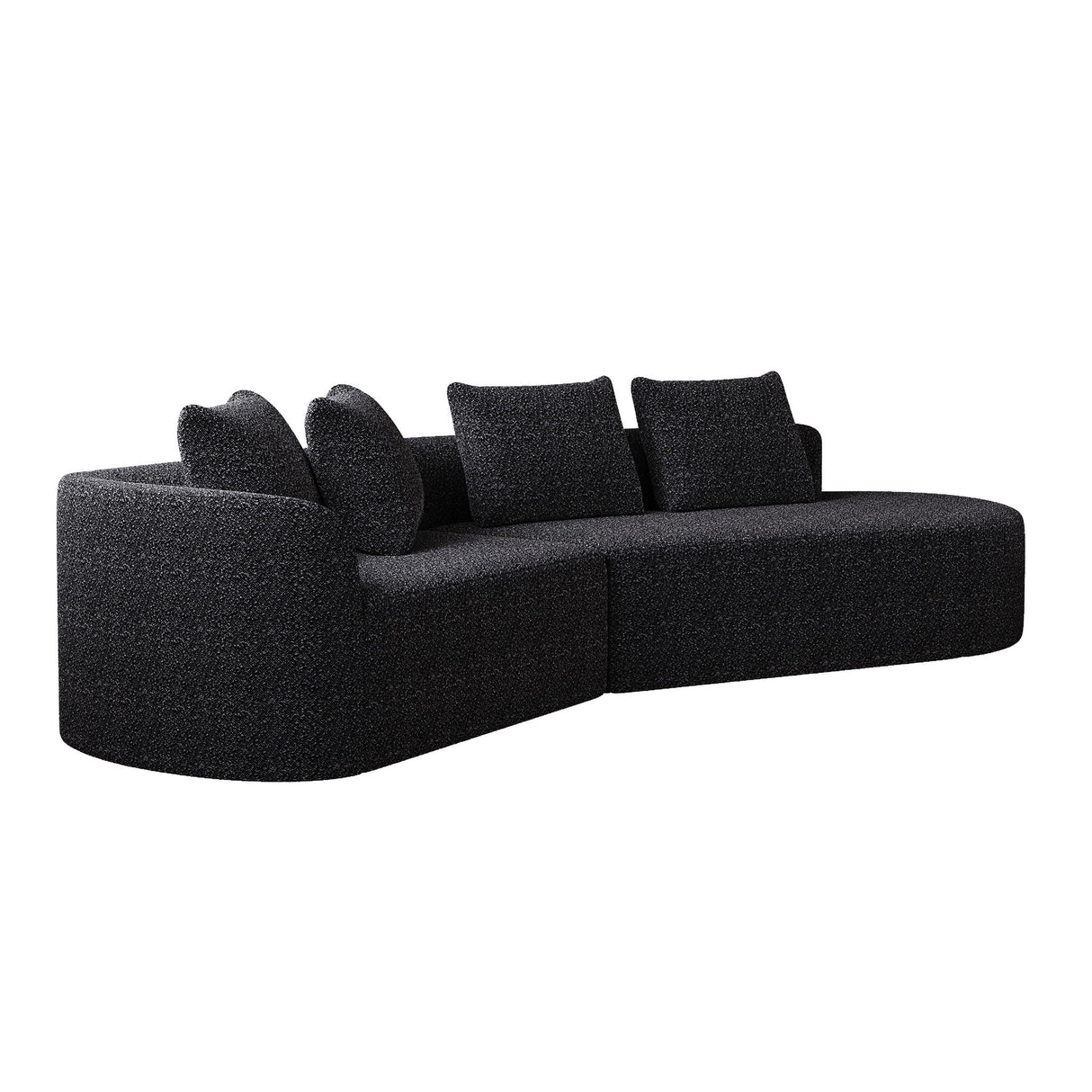 Upholstered Oversized Sectional Sofa, 4 Seater Extra Deep & Wide Curved Cloud Couch With 4 Throw Pillows For Living Room - Black