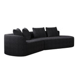 Upholstered Oversized Sectional Sofa, 4 Seater Extra Deep & Wide Curved Cloud Couch With 4 Throw Pillows For Living Room - Black