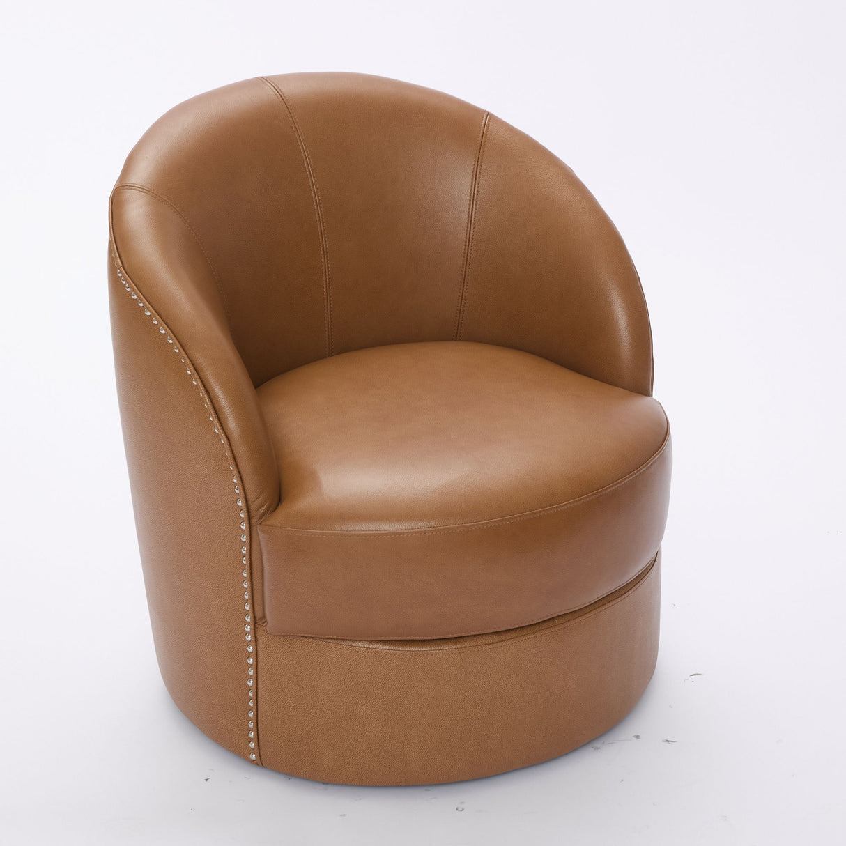 Swivel Accent Chair With 360° Smooth Spin - Black / Light Brown / Silver