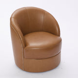 Swivel Accent Chair With 360° Smooth Spin - Black / Light Brown / Silver