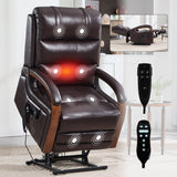 Power Lift Recliner Chair Dual Motor Infinite Position With Heat Massage And Heavy Duty Motion Mechanism - Brown