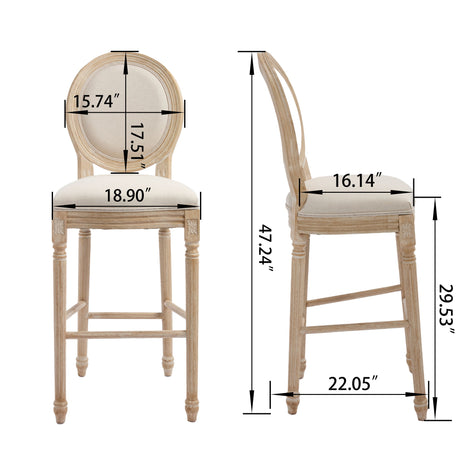 French Country Bar Chairs & Round Back (Set of 2)