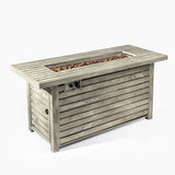 Propane Gas Fire Pit Table, 50000 Btu, Rectangular For Outside - Light Beige