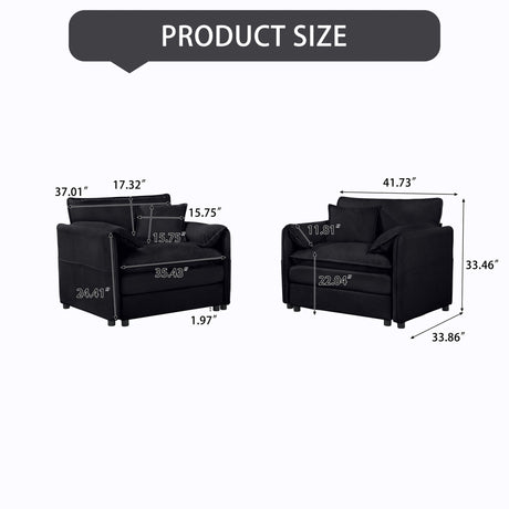 Modern Oversized Accent Chair, Comfy Single Sofa With Large Seat (Set of 2)