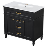 Bathroom Vanity With Sink, Flip-Out Top Drawer, Soft Close Doors, 2 Storage Drawers