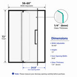 Semi-Frameless Pivot Hinged Shower Door, Reversible Design