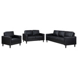 Weld 3 Piece Upholstered Track Arm Sofa Set - Black