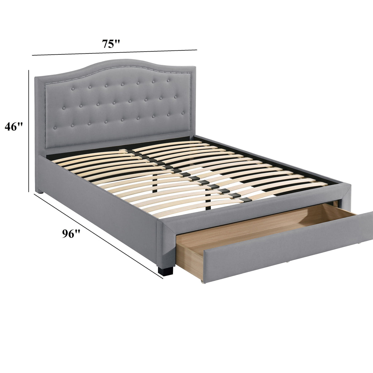 Modern Button Tufted Arch Headboard Bed With Storage Footboard