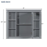 Wall Mounted Bathroom Storage Cabinet With Mirror, Cabinet With 6 Open Shelves And Adjustable Interior