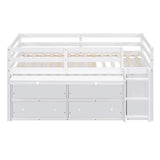 Loft Bed With Retractable Writing Desk And 4 Drawers, With Lateral Portable Desk And Shelves