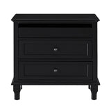 Nightstand With Charging Station, 3 Drawer Storage Table