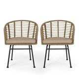 Randy - Modern Wicker Chair With Water Resistant Cushions - Brown / Beige