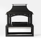 Fireplace, 50000 Btu Fire Pit, Wood Burning Chimney For Outside - Black