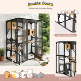 Outdoor Cat Enclosure With Sleeping Houses, Jumping Platforms, Scratching Post